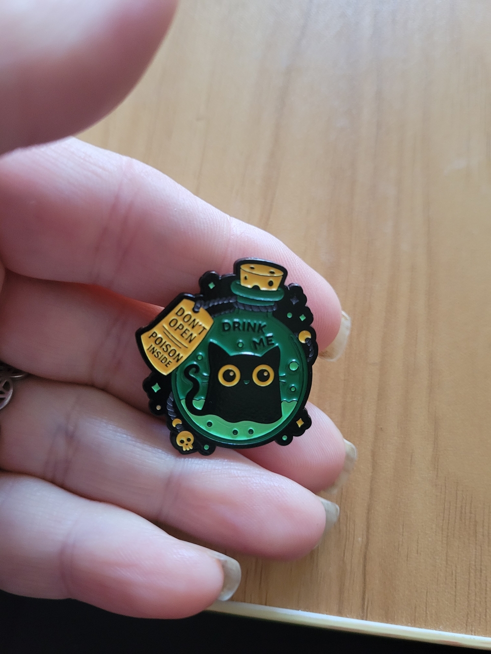 👻BUY 1 GET 1 FREE👻Cute Green Cat Potion Enamel Pin - Drink Me Design